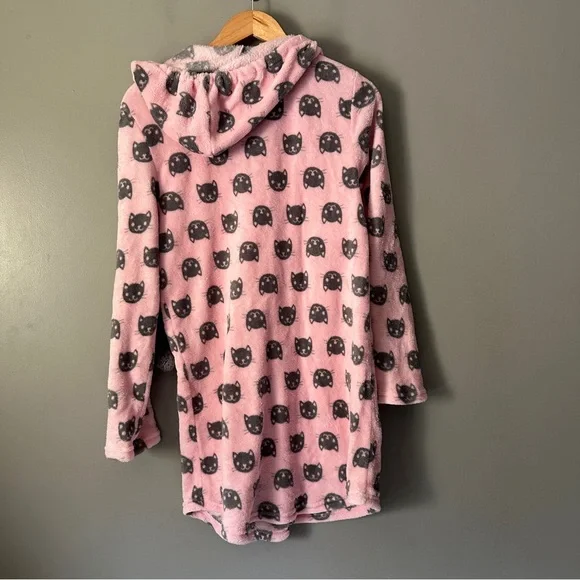 Joe Boxer Pink Cat Print Hooded Fleece nightgown - Picture 5 of 5